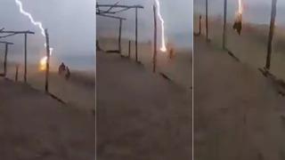 Korku filmi gibi ama gerçek! Meksika'da plajda yürüyen iki kişinin üzerine yıldırım düştü... Anbean kaydedildi