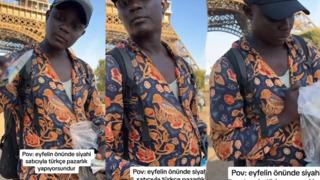 Eyfel Kulesi'nin önünde Türkçe pazarlık! Siyahi satıcı ve Türk müşterinin arasındaki diyalog sosyal medyada gündem yarattı