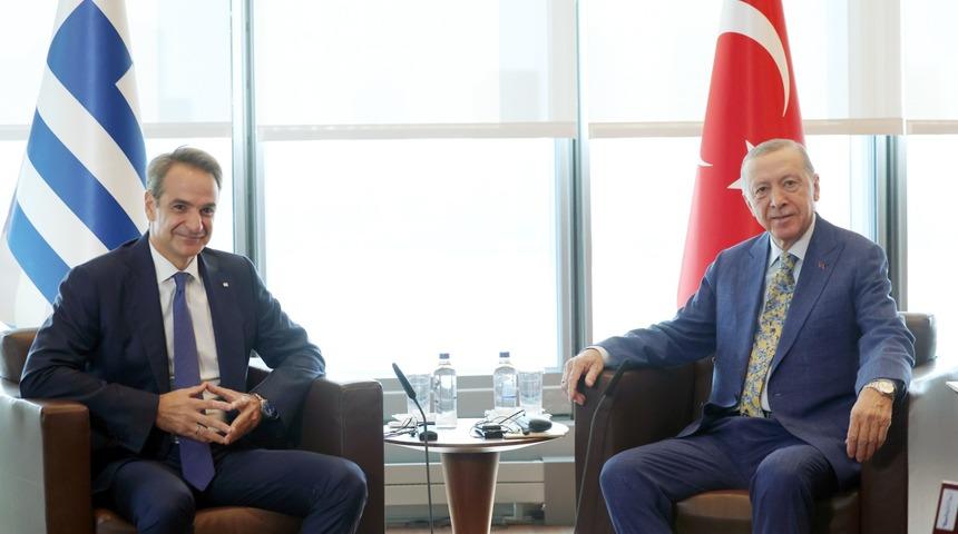 Son dakika: Cumhurbaşkanı Erdoğan,  New York'ta Yunanistan Başbakanı Miçotakis'i kabul etti