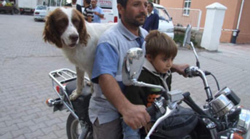 Av k&ouml;peğinin motosiklet sevdası