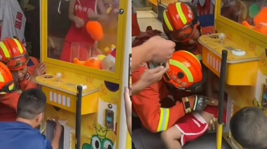 Oyuncak yakalama makinesinin içine girdi! Küçük çocuk mahsur kalınca itfaiye ekipleri nefes kesen bir kurtarma operasyonuna imza attı