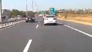 TEM Otoyolu'nda akılalmaz görüntü! Kilometrelerce ters yönde ilerledi