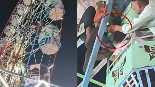 Korku dolu anlar! Saçı dönme dolaba sıkıştı... Metrelerce yükseklikte nefes kesen kurtarma operasyonu böyle kaydedildi