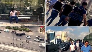 İstanbul'da hareketli dakikalar! Elindeki bıçakla çevredekileri tehdit etti, ortalığı birbirine kattı... D-100 kara yolu trafiğe kapatıldı