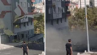 Esenler'de korku dolu anlar! Apartmanın dış cephesi çöktü