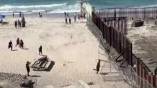 Sınırdaki çalışmayı gördüler, koşarak ABD’ye geçtiler!