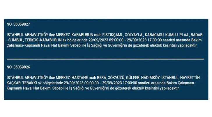 İstanbul'da elektrik kesintisi! Saatlerce sürecek! İşte 29 Eylül 2023 İstanbul elektrik kesintisi listesi... G1