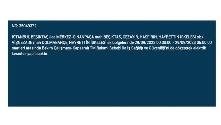 İstanbul'da elektrik kesintisi! Saatlerce sürecek! İşte 29 Eylül 2023 İstanbul elektrik kesintisi listesi... G4