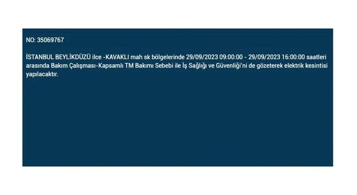 İstanbul'da elektrik kesintisi! Saatlerce sürecek! İşte 29 Eylül 2023 İstanbul elektrik kesintisi listesi... G5