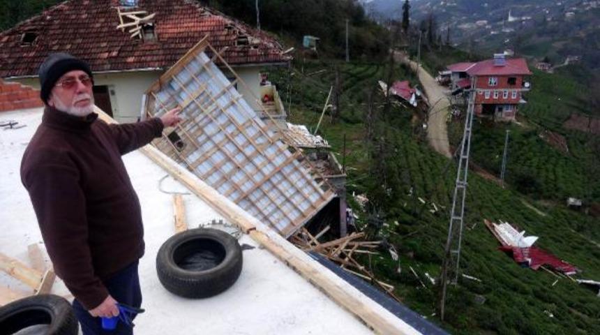 Rize&rsquo;de fırtına &ccedil;atıları u&ccedil;urdu, ağa&ccedil;ları devirdi