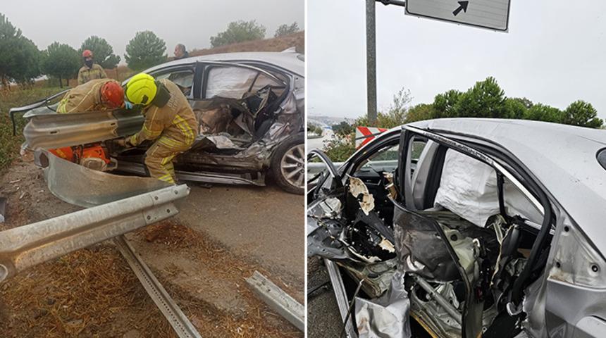 Bariyerlere çarpan otomobilin sürücüsünden acı haber!