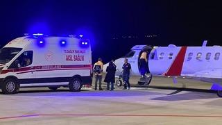 Kalbinde delik olan 2,5 aylık Muhammet bebek, ambulans uçakla Konya'ya gönderildi
