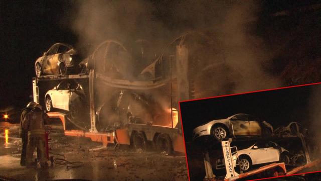 Yer: Tuzla! Sıfır kilometre Tesla araçlar cayır cayır yandı... 