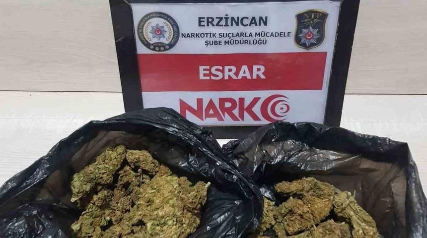 Erzincan’da 75.40 gram esrar ele geçirildi