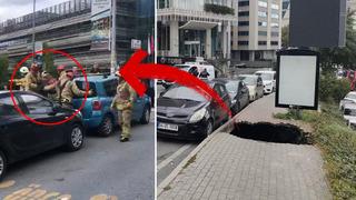 İnanılmaz olay! Şişli'de kaldırım çöktü... Kadın içine düştü! O anlar kamerada 1-2 metre önümüzden giderken bir anda...