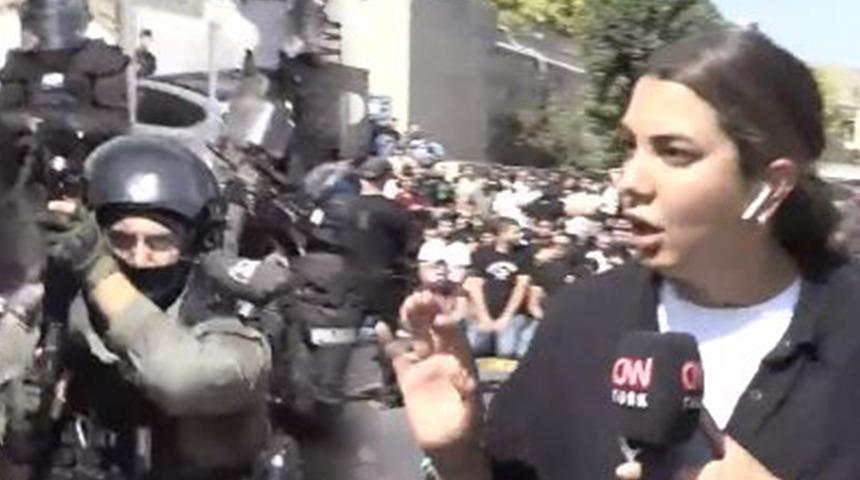 İsrail polisinden Fulya Öztürk'e canlı yayında müdahale: Kameramana böyle seslendi