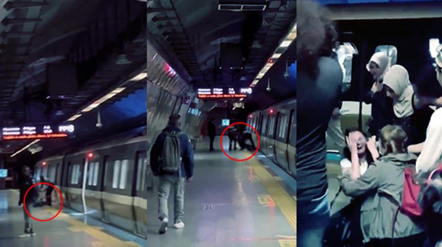 Mecidiyek&ouml;y metro istasyonunda y&uuml;rekleri ağızlara getiren olay! Son anda kurtarıldı