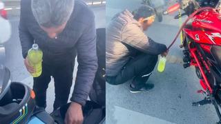 E-5'te sürücülerden litre litre benzin topladı! Gerçeğin farkına varınca...