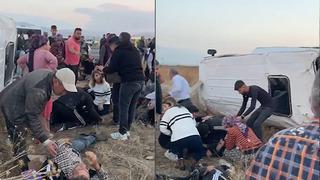 Niğde’de feci kaza! Tarım işçilerini taşıyan minibüs devrildi
