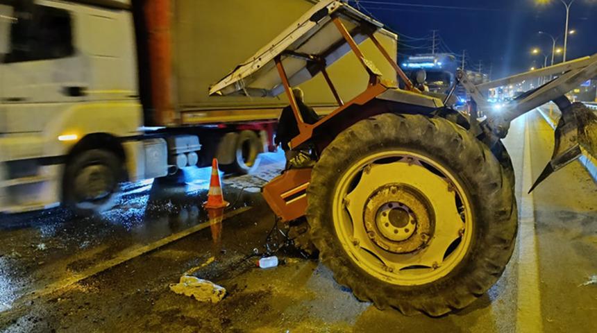 Traktörün ortadan ikiye bölündü! 