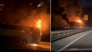 Alevler bir anda yükseldi! Seyir halindeki yolcu otobüsü cayır cayır yandı