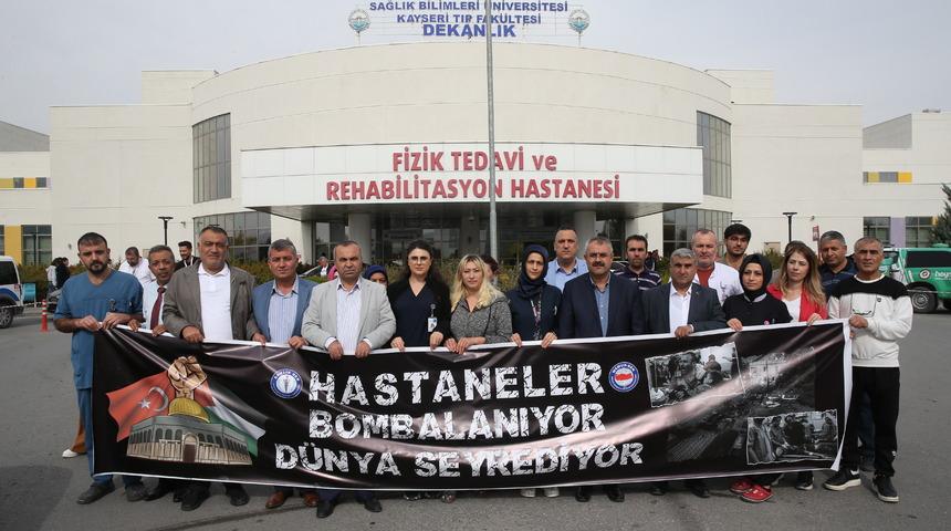 Kayseri ve Niğde'de sağlık çalışanları İsrail'i protesto etti
