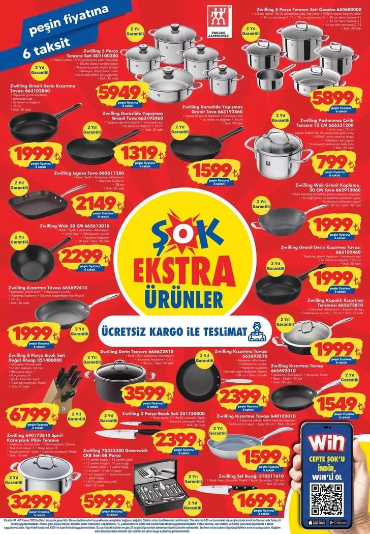 ŞOK Market'ten fırsat! 68 yemek seti 5.999 TL, 5 parça tencere seti 5.949 TL! 1 Kasım 2023 ŞOK aktüel ürünler indirimli ürünler listesi G5