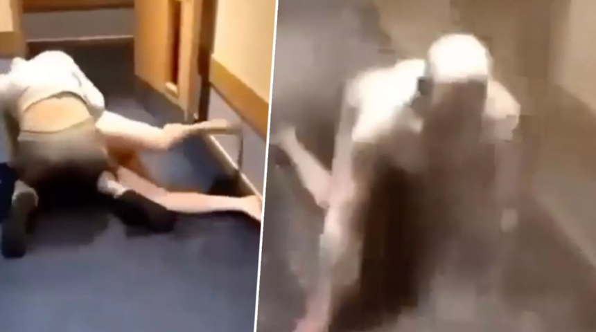 Otel koridoru bir anda karıştı! Odanın kapısı kapanınca çırılçıplak ortada kaldı... Yangın söndürme tüpüyle saldırdılar