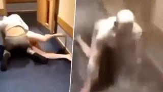 Otel koridoru bir anda karıştı! Odanın kapısı kapanınca çırılçıplak ortada kaldı... Yangın söndürme tüpüyle saldırdılar