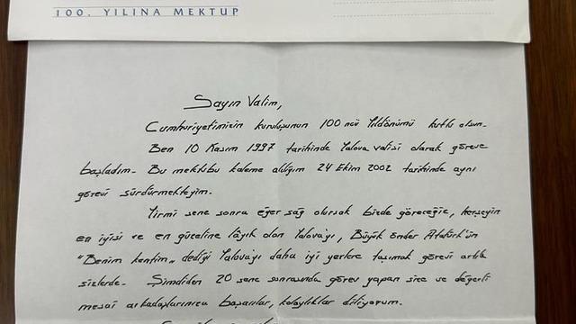 Eski Yalova Valisi Özgöl'ün 21 yıl önce yazdığı mektup Vali Kaya'ya ulaştı