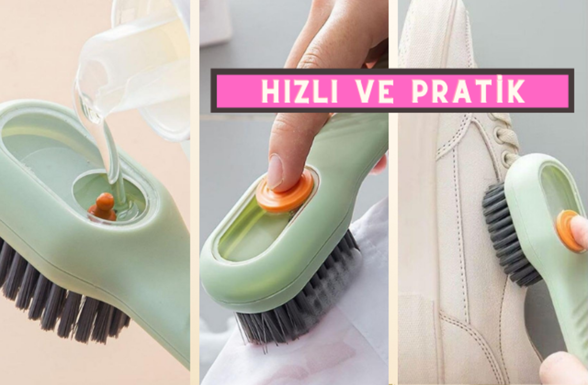 Hızlı ve pratik temizlik sunan deterjan hazneli pratik fırça ile tanışın