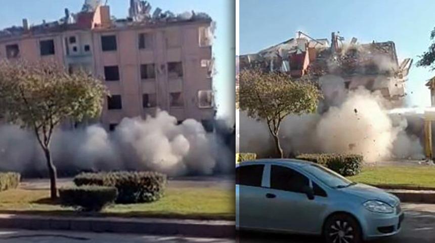 Beş katlı bina korna sesiyle yıkıldı! Elazığ'daki o anlar kameraya yansıdı