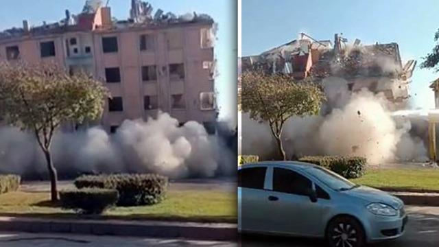 Beş katlı bina korna sesiyle yıkıldı! Elazığ'daki o anlar kameraya yansıdı