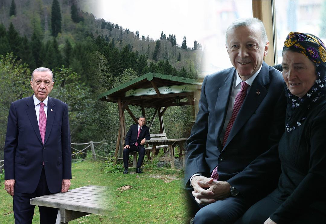 Cumhurbaşkanı Erdoğan helikopterle geldi, yerinde inceledi! Vatandaşlarla fotoğraf &ccedil;ektirdi