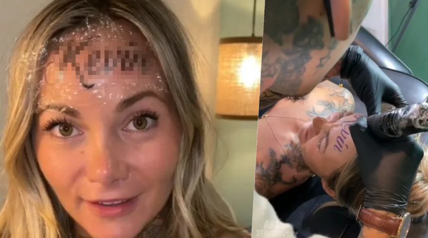 Erkek arkadaşının adını alnına dövme yaptırdı! Sosyal medyada bir gören bir daha baktı... "Alın yazısı bu mu?"