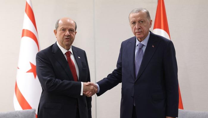 Cumhurbaşkanı Erdoğan KKTC Cumhurbaşkanı Tatar'la görüştü