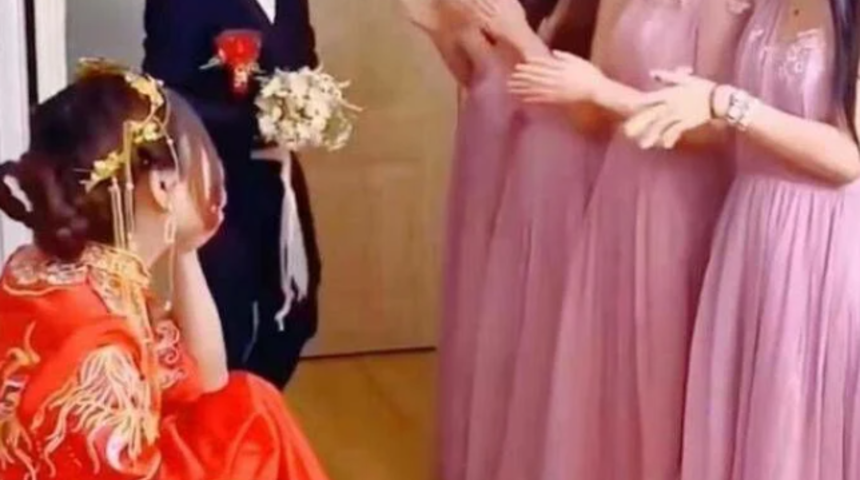 Gelinin düğün sürprizi damadı şaşkına çevirdi! Damat nedimeleri görünce inanamadı... Hepsi eski sevgilisi çıktı