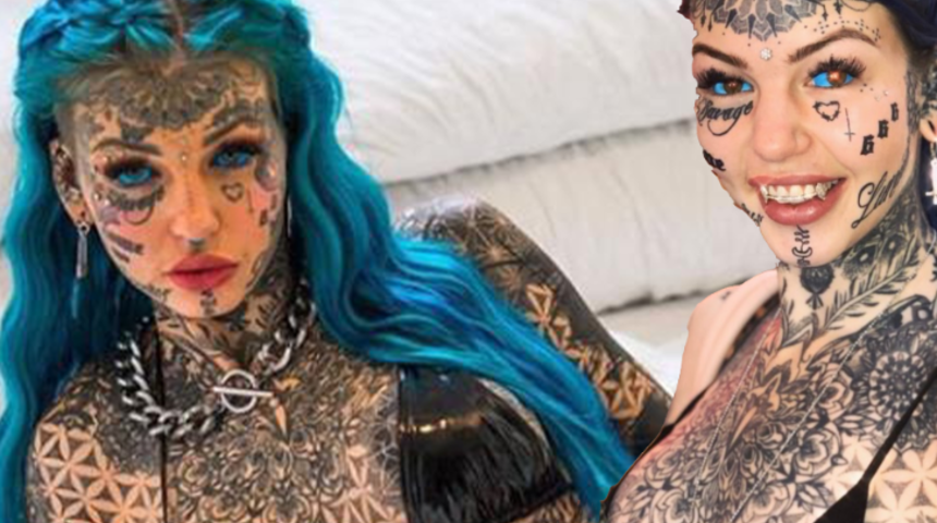 Dövme modeli Amber Luke mürekkeplerini sergilemek için bikinisi giydi! "Resmen vücudunda boş yer yok"