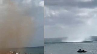 Antalya'da paniğe neden oldu! Hortum sahildeki turistlerin ortasından geçti