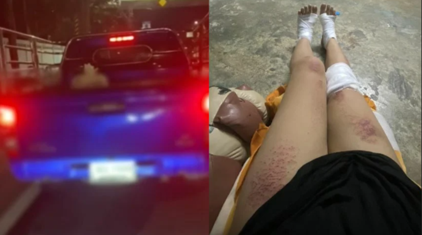 Taylandlı kadın kocasını ve sevgilisini durdurmak için motosikletle arabanın önünü kesti! Yetmedi aracın üzerine tırmandı... Her yeri yaralandı