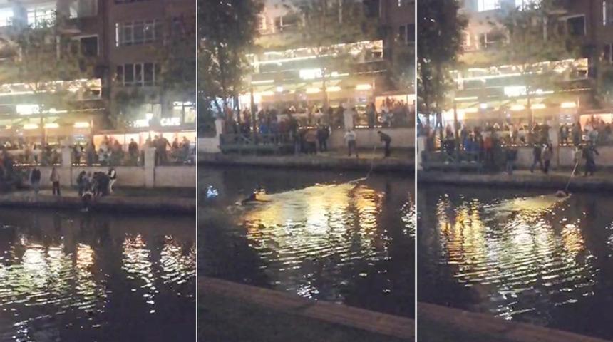 Dengesini kaybedip Porsuk Çayı'na düşen kadın, can simidiyle kurtarıldı!