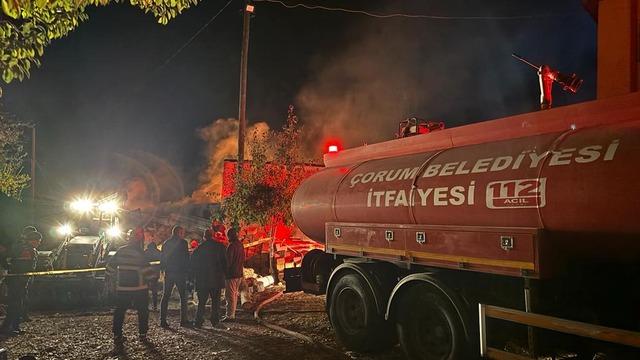 Çorum'da bir evde çıkan yangın hasara neden oldu