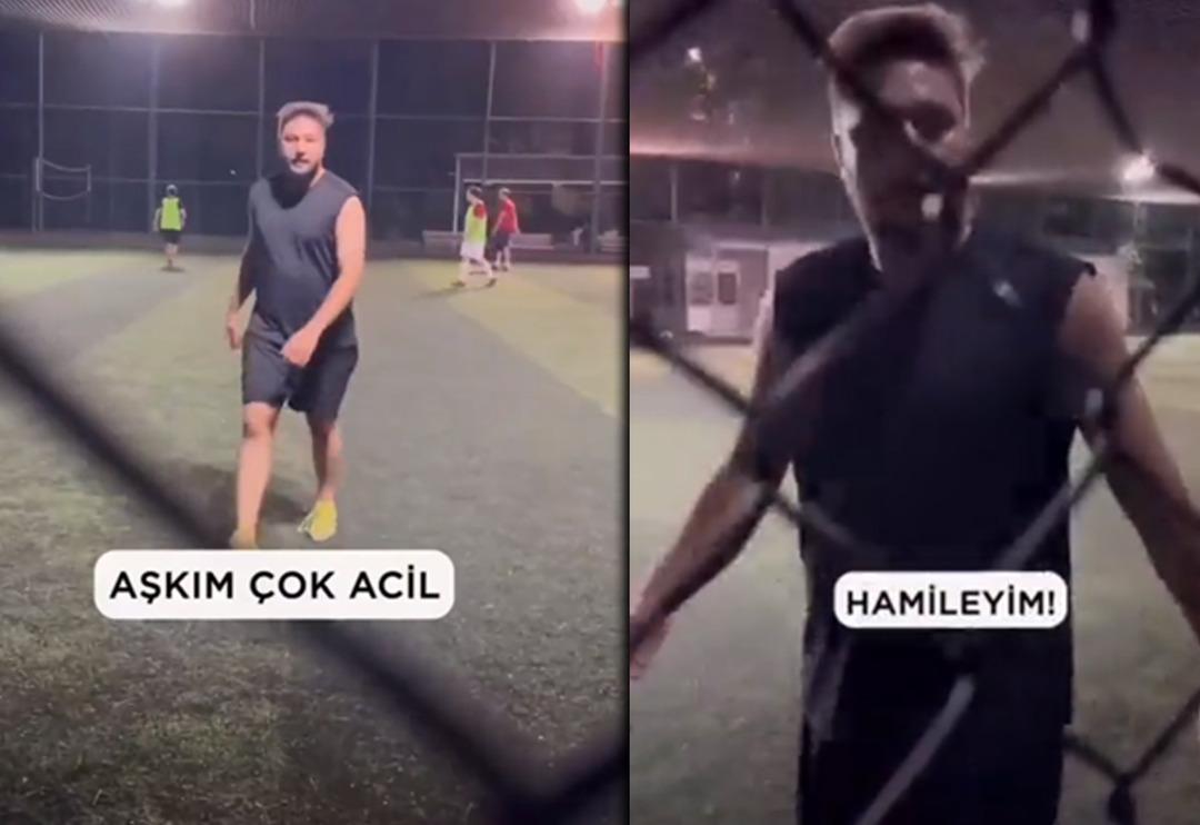 Halı saha ma&ccedil;ında eşine hamile olduğunu a&ccedil;ıkladı! Kocasının verdiği ilk tepkiye ise yorum yağdı