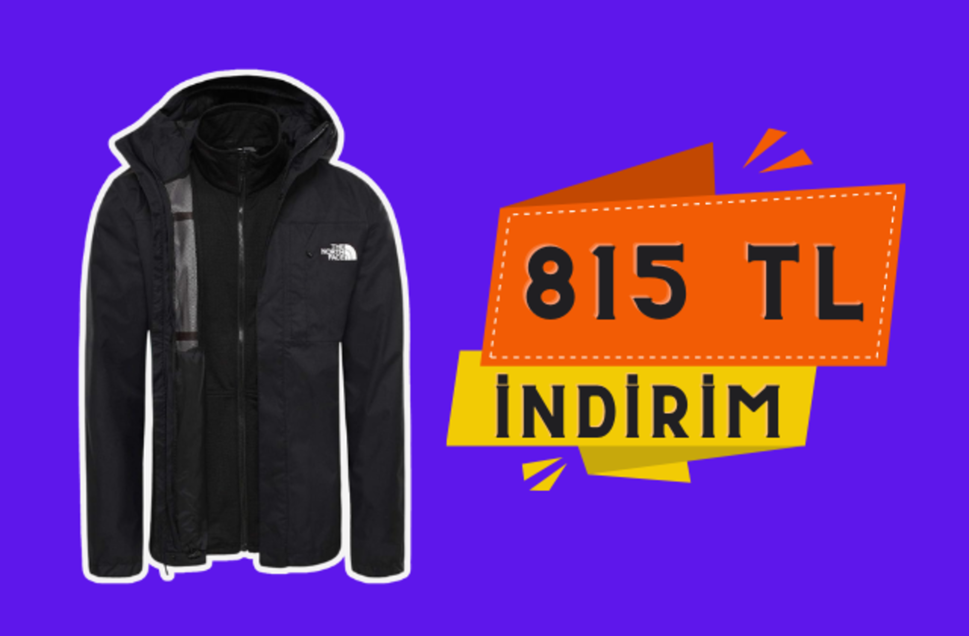 Su ve rüzgar geçirmez, üçü bir arada The North Face mont indirimde