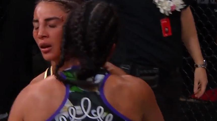 Survivor Sabriye Şengül’den tepki çeken hareket! Ringde zor anlar yaşadı, ikinci raundda pes etti