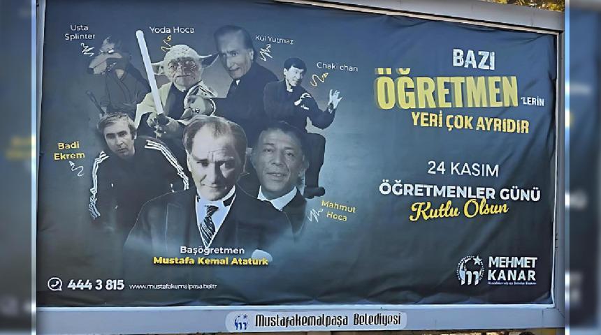 Sosyal medya bu billboard'u konuşuyor: 'Atatürk' detayı tepki topladı! "Kamera şakası gibi"