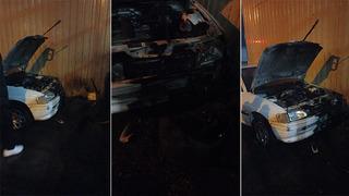 Park halindeki otomobilin motor kısmı alev aldı!