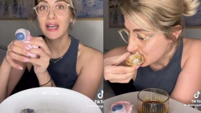 Sosyal medyadan mide bulandıran görüntüler! Etleri çiğ çiğ yiyen doktor şimdi de göz yedi... Sosyal medyadan yorum gecikmedi