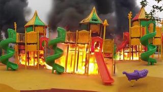 Gaziantep'te dehşet dolu anlar! Çocuk parkı alev alev yandı