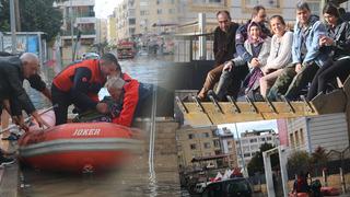 Yer: İskenderun! Şehir 1.5 metre sular altında kaldı, vatandaşlar botla kurtarılıyor...
